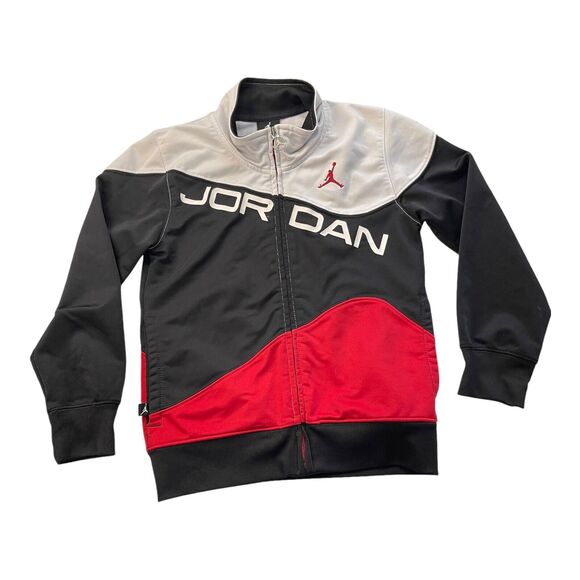 Jordan Jumpman Jacket Youth Boys Size 6 Red White Zip Color Block Logo RN 81917 - Picture 1 of 11